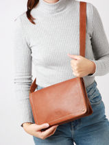 Cross Body Tas Boston Leder Basilic pepper Bruin boston BBOS01-vue-porte