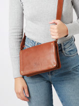 Cross Body Tas Boston Leder Basilic pepper Bruin boston BBOS02-vue-porte