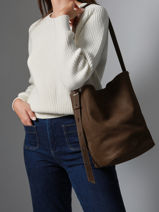 Cross Body Tas Cavalier Nubuck Leder Etrier Bruin cavalier nubuck ECAN126M-vue-porte