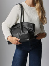 Schoudertas Caviar Leder Milano Zwart caviar CA25062-vue-porte