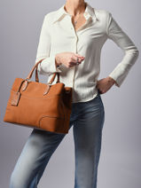 Handtas Romy Leder Le tanneur Bruin romy TROM1015-vue-porte