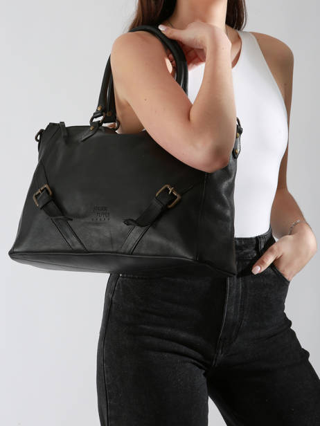 Schoudertas Strappy Leder Basilic pepper Zwart strappy BSTR03 ander zicht 1