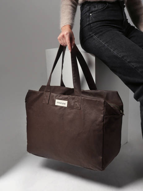 Weekendtas Elzevir Waxed Rivedroite Bruin waxed ELZEVWAX ander zicht 1