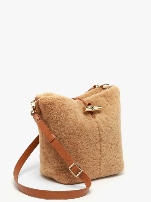 Longchamp Le roseau shearling Cross bodytas Bruin