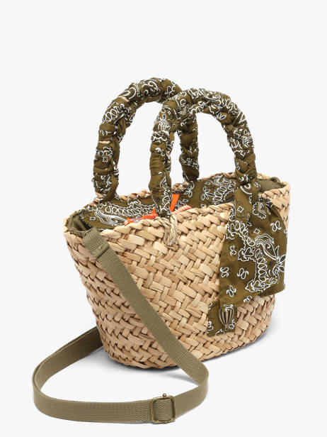 Handtas Bandana Stro Le voyage en panier Groen bandana PM968 ander zicht 1