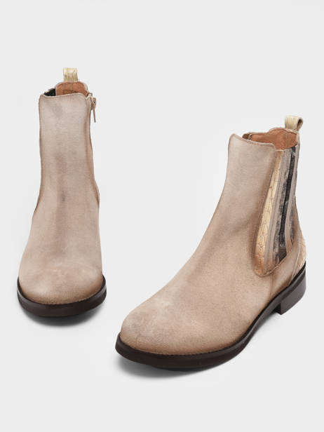 Enkellaarsjes Uit Leder Folie's Beige accessoires 5501 ander zicht 3