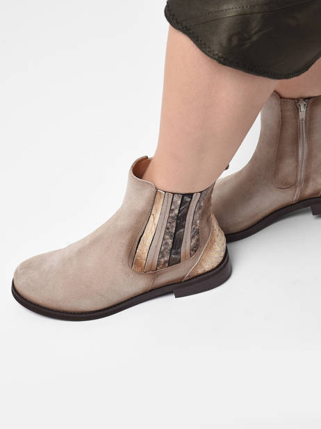 Enkellaarsjes Uit Leder Folie's Beige accessoires 5501 ander zicht 2